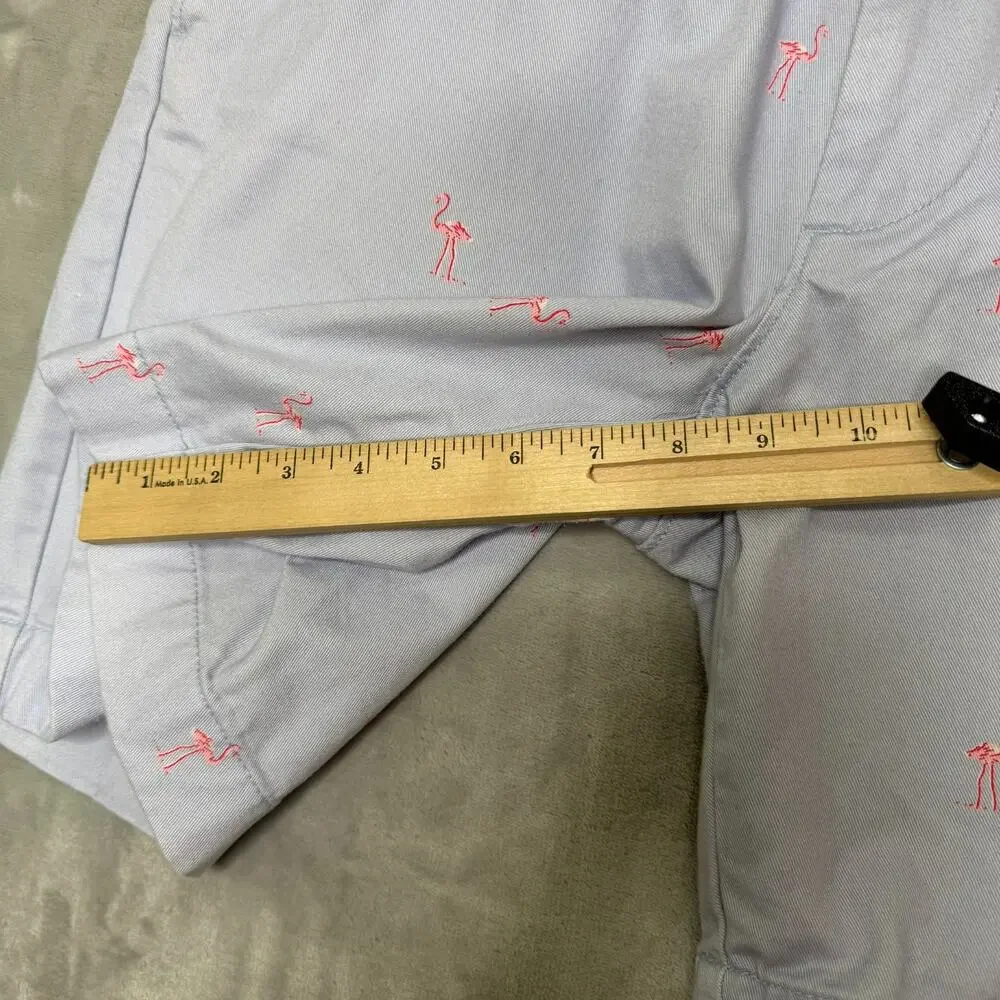 J. Crew Gramercy Shorts Mens 36 Light Blue Pink Flamingos Chino Pockets Beach
